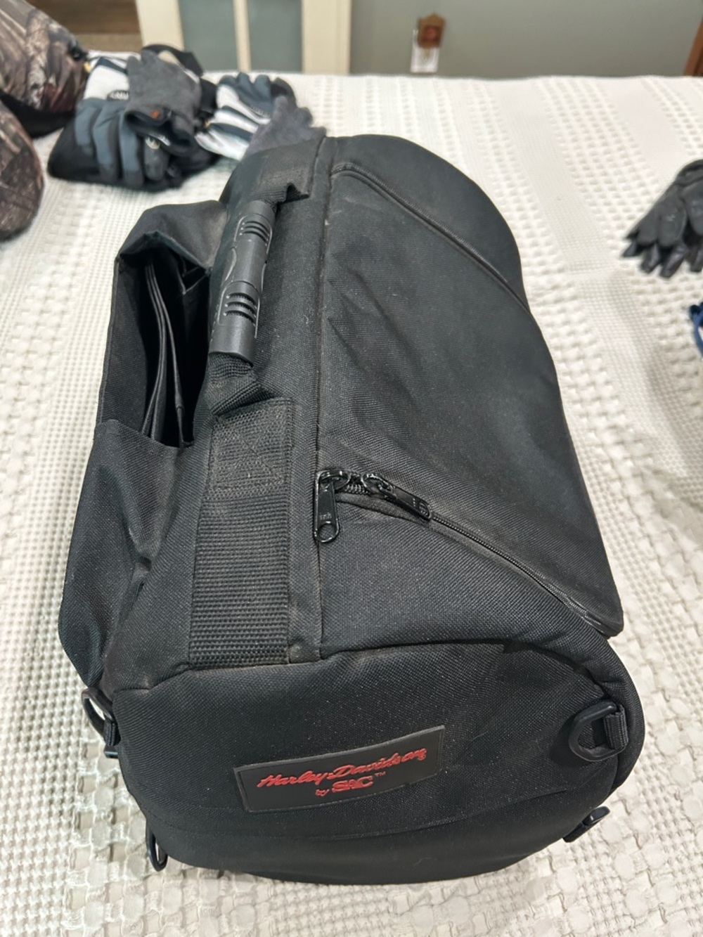 Harley-Davidson Black Canvas Duffel Bag with Red Logo